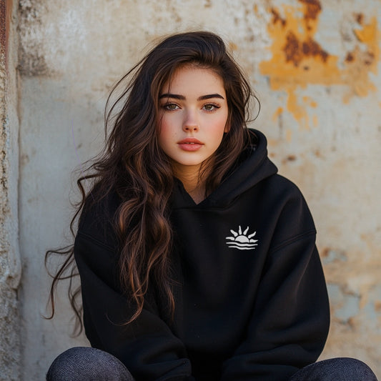 When The Sun Sets the Stars Shine Hoodie in Black