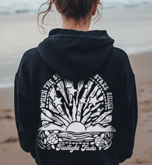When The Sun Sets the Stars Shine Hoodie in Black