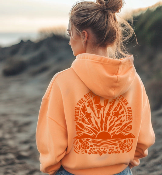 When The Sun Sets the Stars Shine Hoodie in Orange