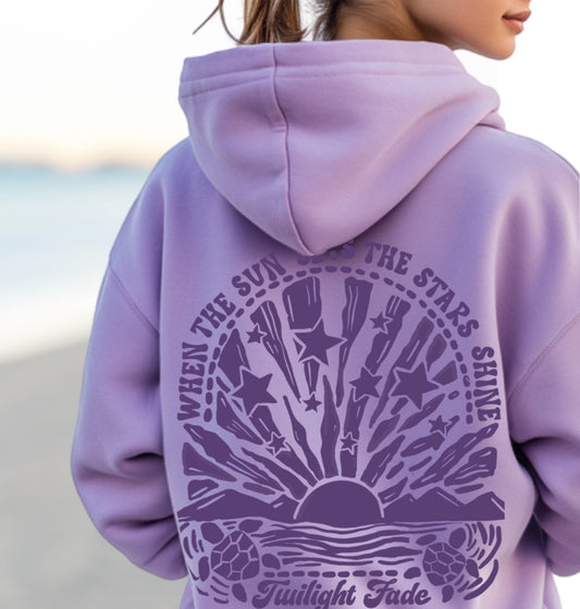 When The Sun Sets the Stars Shine Hoodie in Lavender