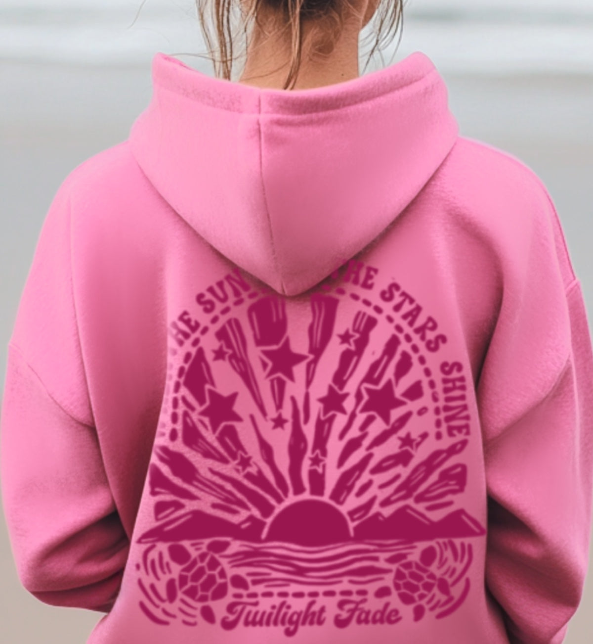 When The Sun Sets the Stars Shine Hoodie in Pink