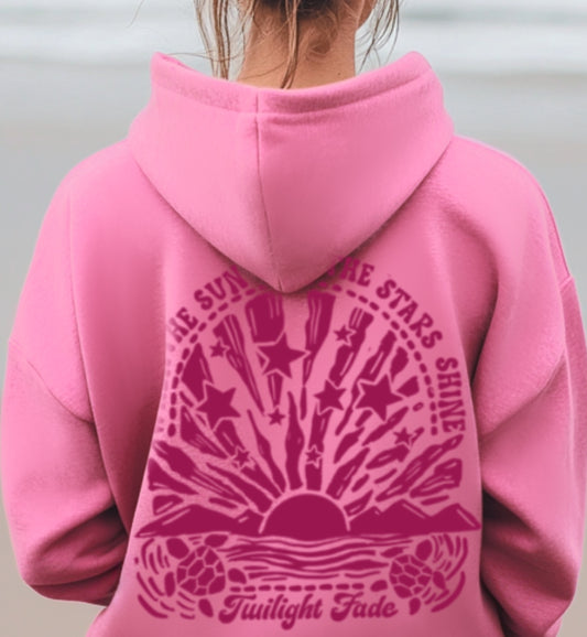 When The Sun Sets the Stars Shine Hoodie in Pink